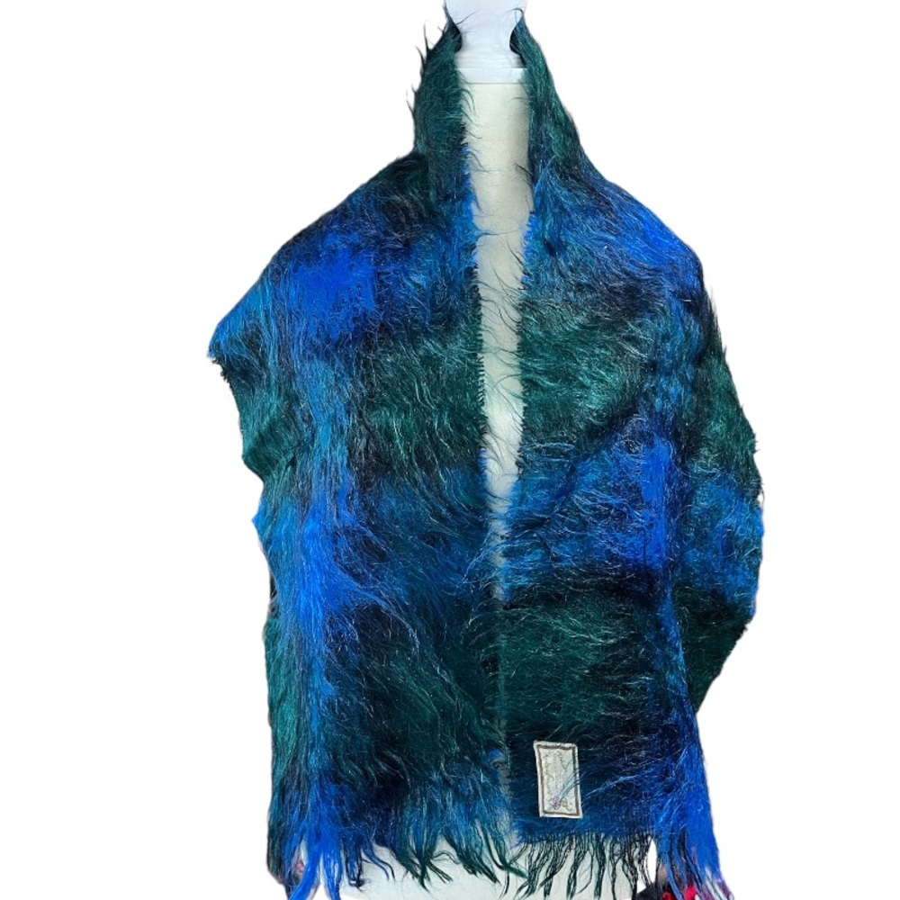 Andrew Stewart Mohair Wool Plaid Scarf Made in Scotland